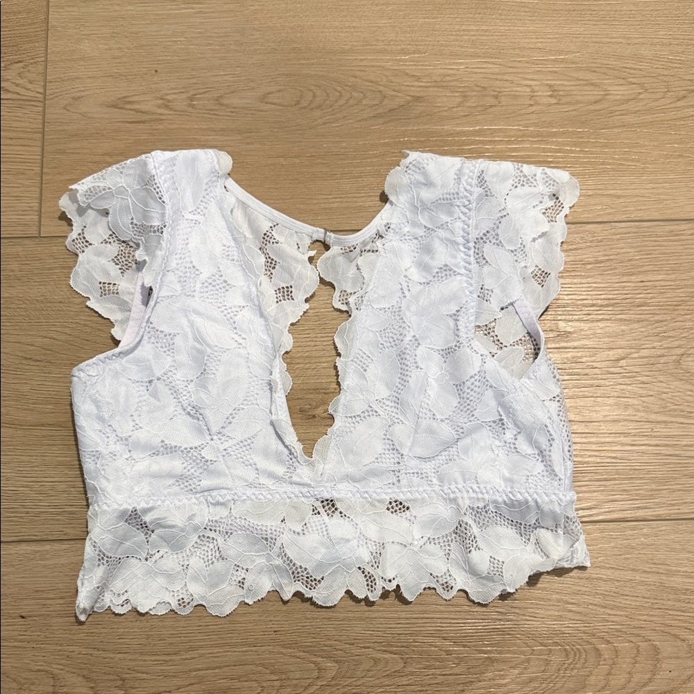 Fashion Nova White Lace Detail Top